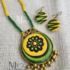 handcrafted yellow green terracotta jewellery
