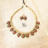 green and red traditional lotus necklace