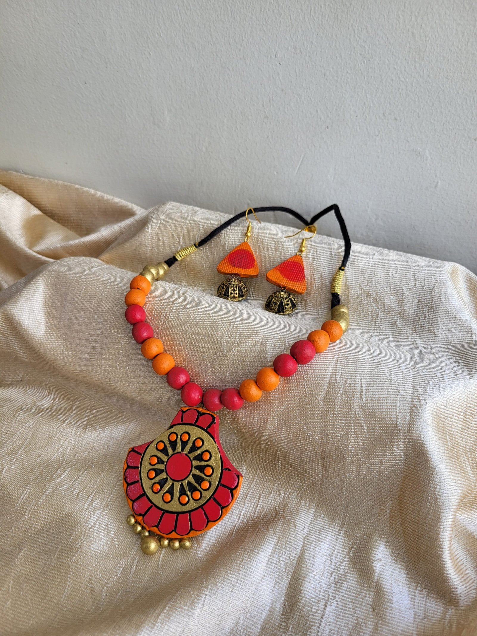 Handmade terracotta jewellery created by mridhara terracotta